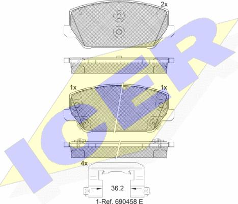 Icer 182306 - Bremsbelagsatz, Scheibenbremse alexcarstop-ersatzteile.com