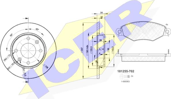 Icer 31255-4689 - Bremsensatz, Scheibenbremse alexcarstop-ersatzteile.com