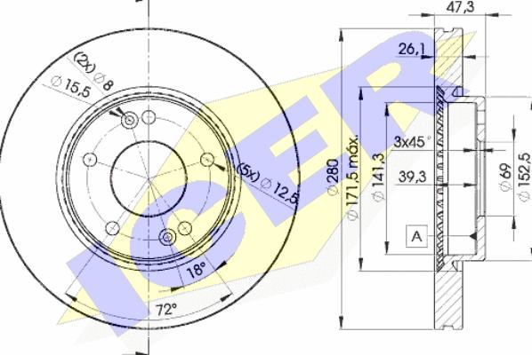 Icer 78BD5171-2 - Bremsscheibe alexcarstop-ersatzteile.com