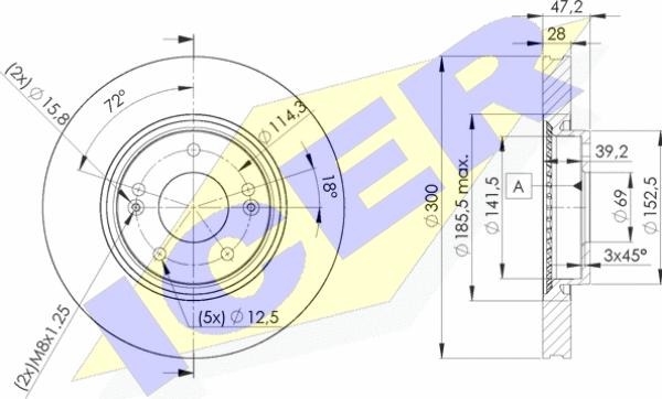 Icer 78BD0580-2 - Bremsscheibe alexcarstop-ersatzteile.com