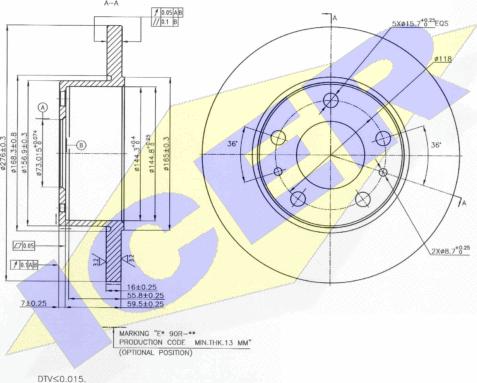 Icer 78BD0020-2 - Bremsscheibe alexcarstop-ersatzteile.com