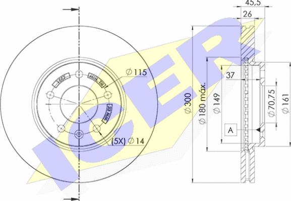 Icer 78BD1557-2 - Bremsscheibe alexcarstop-ersatzteile.com