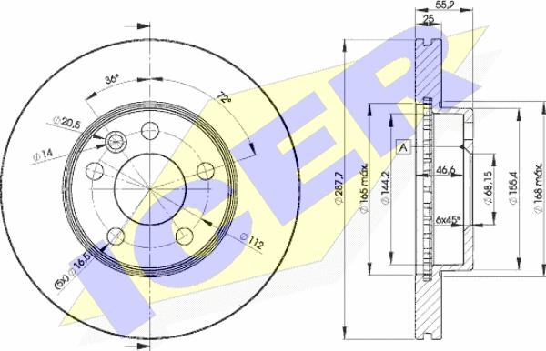 Icer 78BD1093-2 - Bremsscheibe alexcarstop-ersatzteile.com