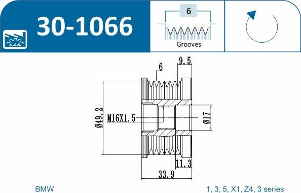 IJS GROUP 30-1066 - Riemenscheibe, Generator alexcarstop-ersatzteile.com