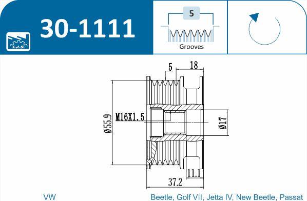 IJS GROUP 30-1111 - Riemenscheibe, Generator alexcarstop-ersatzteile.com