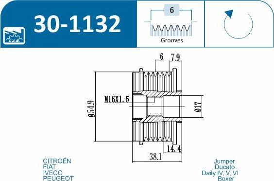 IJS GROUP 30-1132 - Riemenscheibe, Generator alexcarstop-ersatzteile.com