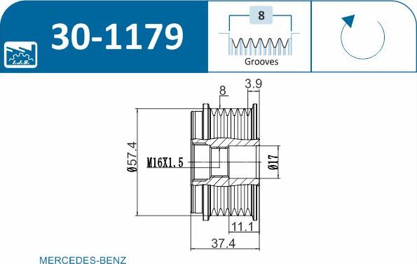 IJS GROUP 30-1179 - Riemenscheibe, Generator alexcarstop-ersatzteile.com