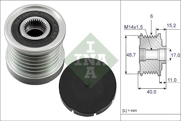 INA 535 0038 10 - Riemenscheibe, Generator alexcarstop-ersatzteile.com