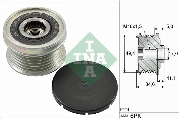 INA 535 0155 10 - Riemenscheibe, Generator alexcarstop-ersatzteile.com