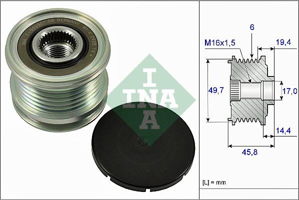 INA 535 0168 10 - Riemenscheibe, Generator alexcarstop-ersatzteile.com