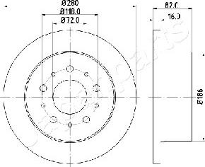 Japanparts DP-0216 - Bremsscheibe alexcarstop-ersatzteile.com