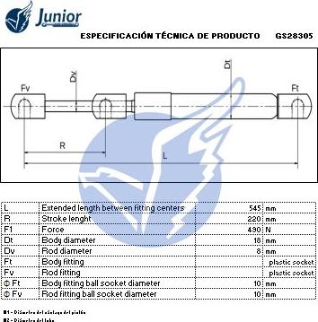 JUNIOR GS28305 - Gasfeder, Koffer / Laderaum alexcarstop-ersatzteile.com