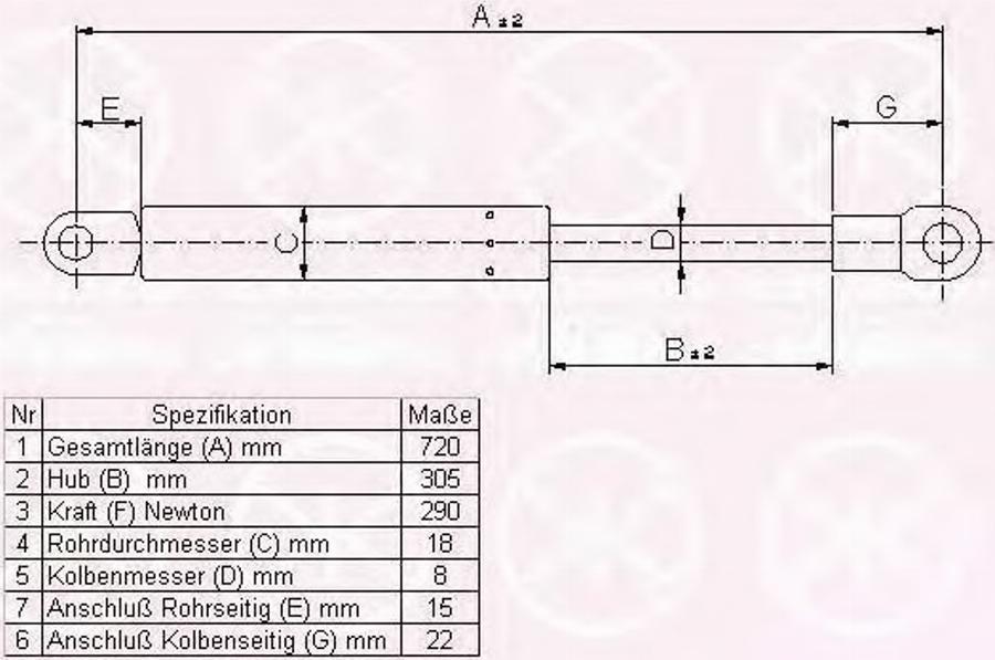 Klokkerholm 00182800 - Gasfeder, Motorhaube alexcarstop-ersatzteile.com