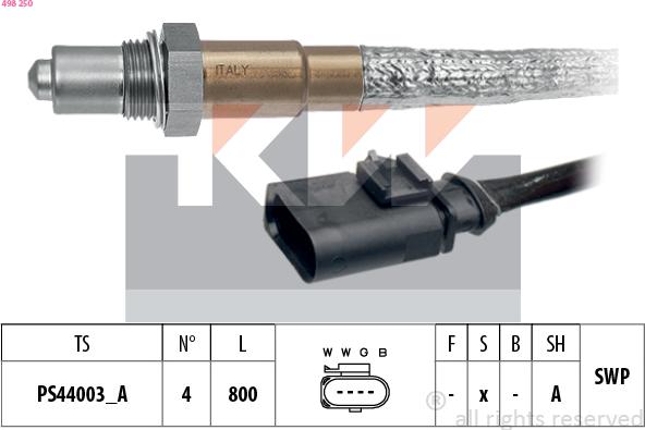 KW 498 250 - Lambdasonde alexcarstop-ersatzteile.com