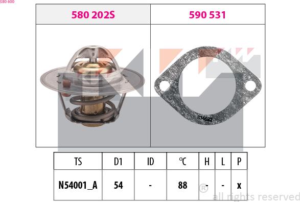 KW 580 600 - Thermostat, Kühlmittel alexcarstop-ersatzteile.com