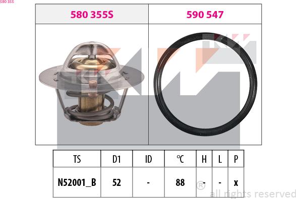 KW 580 355 - Thermostat, Kühlmittel alexcarstop-ersatzteile.com