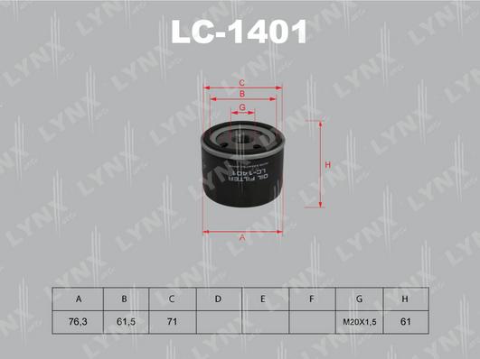 LYNXauto LC-1401 - Ölfilter alexcarstop-ersatzteile.com