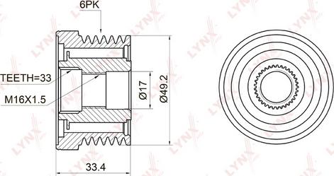 LYNXauto PA-1002 - Riemenscheibe, Generator alexcarstop-ersatzteile.com