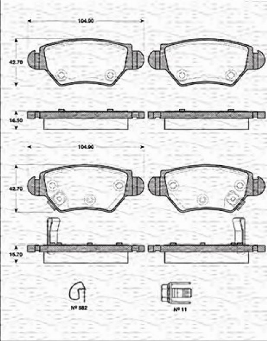 Magneti Marelli 363702161261 - Bremsbelagsatz, Scheibenbremse alexcarstop-ersatzteile.com