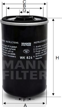 Mann-Filter WK 824 - Kraftstofffilter alexcarstop-ersatzteile.com