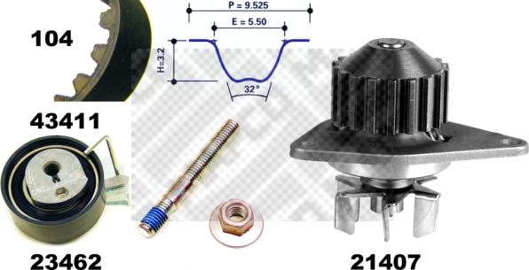 Mapco 41411 - Wasserpumpe + Zahnriemensatz alexcarstop-ersatzteile.com