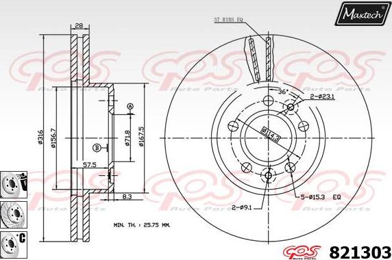 Maxtech 877207 - Bremsscheibe alexcarstop-ersatzteile.com