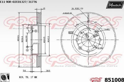 Maxtech 851008.0060 - Bremsscheibe alexcarstop-ersatzteile.com