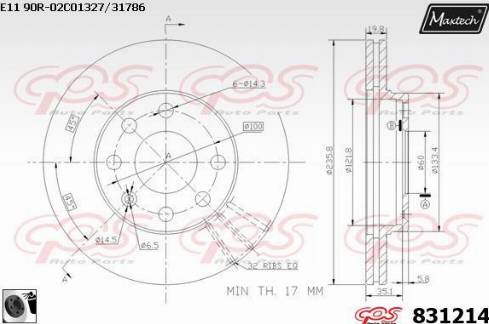 Maxtech 831214.0060 - Bremsscheibe alexcarstop-ersatzteile.com