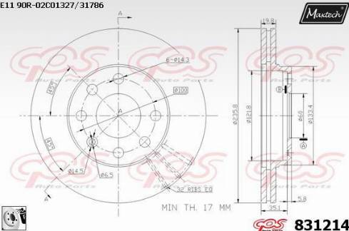 Maxtech 831214.0080 - Bremsscheibe alexcarstop-ersatzteile.com