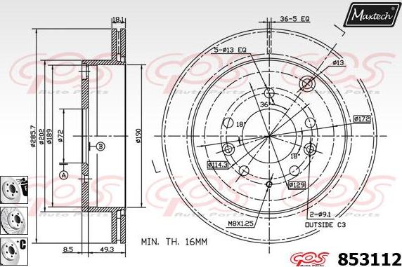 Maxtech 871161 - Bremsscheibe alexcarstop-ersatzteile.com