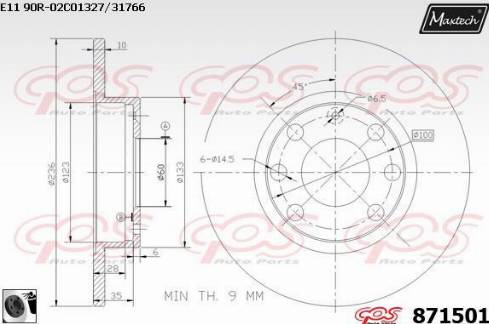 Maxtech 871501.0060 - Bremsscheibe alexcarstop-ersatzteile.com