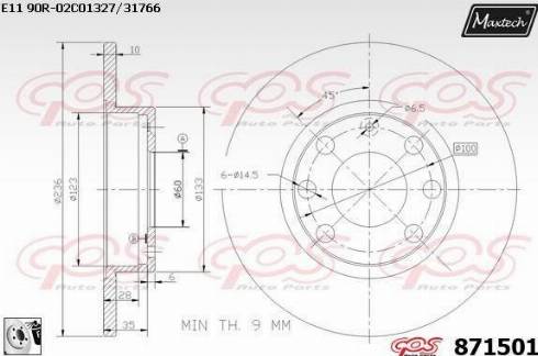 Maxtech 871501.0080 - Bremsscheibe alexcarstop-ersatzteile.com