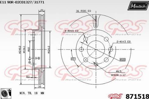 Maxtech 871518.0060 - Bremsscheibe alexcarstop-ersatzteile.com