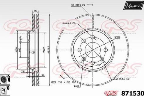 Maxtech 871530.6060 - Bremsscheibe alexcarstop-ersatzteile.com