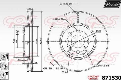 Maxtech 871530.6880 - Bremsscheibe alexcarstop-ersatzteile.com