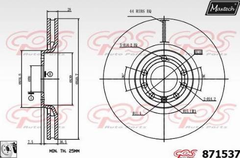 Maxtech 871537.0080 - Bremsscheibe alexcarstop-ersatzteile.com