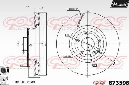 Maxtech 873598.6060 - Bremsscheibe alexcarstop-ersatzteile.com