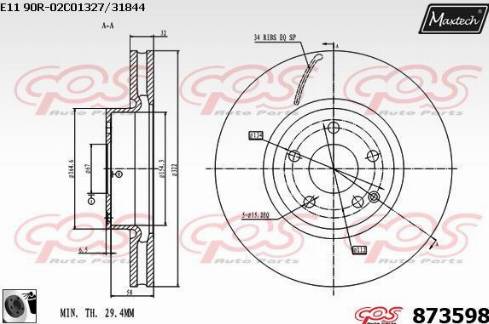 Maxtech 873598.0060 - Bremsscheibe alexcarstop-ersatzteile.com