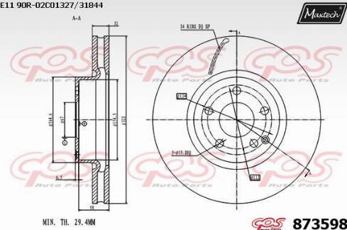 Maxtech 873598.0000 - Bremsscheibe alexcarstop-ersatzteile.com