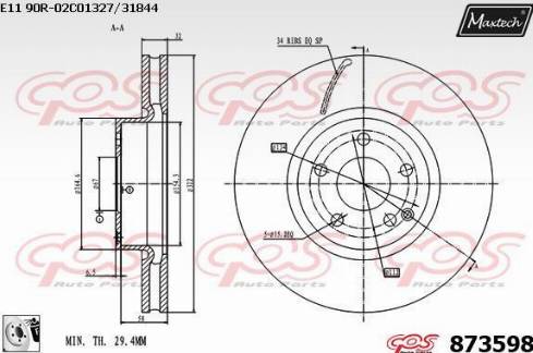 Maxtech 873598.0080 - Bremsscheibe alexcarstop-ersatzteile.com