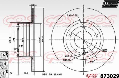 Maxtech 873029.6880 - Bremsscheibe alexcarstop-ersatzteile.com