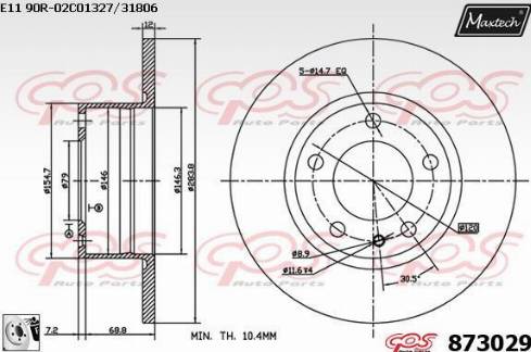 Maxtech 873029.0080 - Bremsscheibe alexcarstop-ersatzteile.com