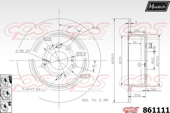 Maxtech 871501 - Bremsscheibe alexcarstop-ersatzteile.com