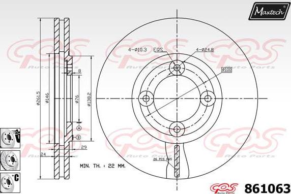 Maxtech 861255 - Bremsscheibe alexcarstop-ersatzteile.com