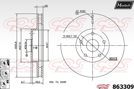 Maxtech 831212 - Bremsscheibe alexcarstop-ersatzteile.com