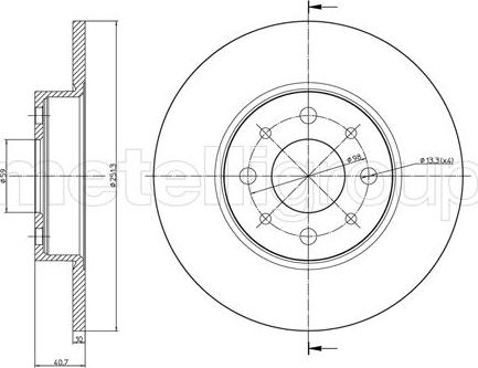 Metelli 23-0987C - Bremsscheibe alexcarstop-ersatzteile.com