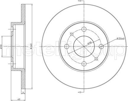 Metelli 23-0232C - Bremsscheibe alexcarstop-ersatzteile.com