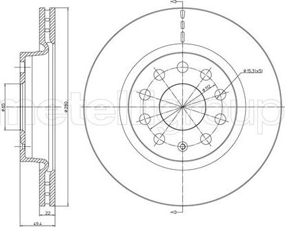 Metelli 23-0733C - Bremsscheibe alexcarstop-ersatzteile.com