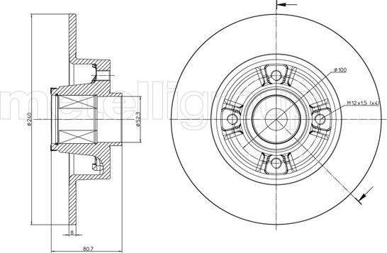 Metelli 23-0722 - Bremsscheibe alexcarstop-ersatzteile.com