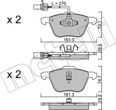 Metelli 22-0551-0 - Bremsbelagsatz, Scheibenbremse alexcarstop-ersatzteile.com